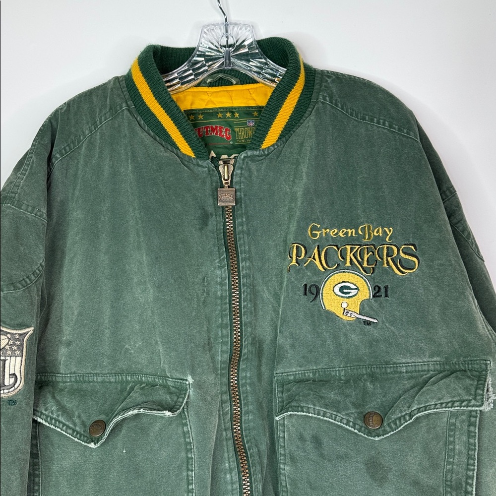 Vintage Nutmeg By Campri Green Bay Packers Full Zip Jacket Grunge Large - Picture 2 of 11